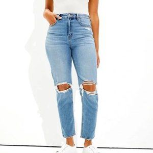 American eagle high rise ripped mom jeans 00 long